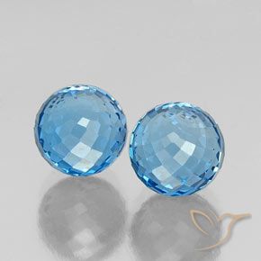 Gemme di Topazio Blu svizzero naturale da 12.13 ct, Sfera, VVS-VS