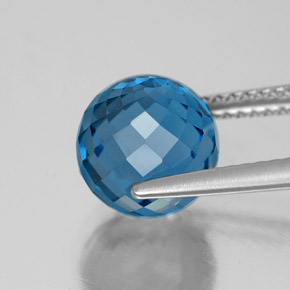 Topazio Blu London naturale da 5.52 ct, Sfera, VVS-VS