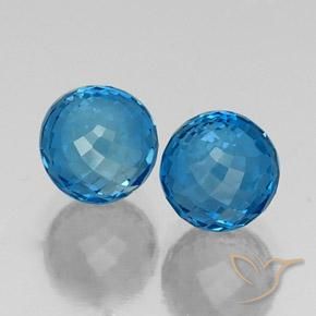 Gemme di Topazio Blu svizzero naturale da 9.58 ct, Sfera, VVS-VS