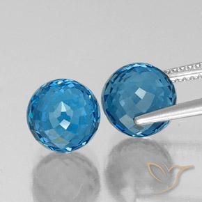 Gemme di Topazio Blu svizzero naturale da 8.89 ct, Sfera, VVS-VS