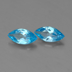 Topazio naturale blu da  ct, marchesa, VVS