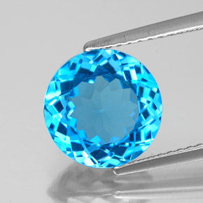 Topazio naturale blu da 4,00 ct, taglio rotondo, VS