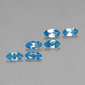 Gemme di Topazio Blu svizzero naturale da 2.63 ct, Taglio marquise, VVS-VS