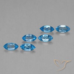 Gemme di Topazio Blu svizzero naturale da 2.93 ct, Taglio marquise, VVS-VS