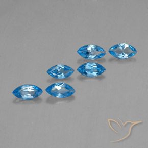 Gemme di Topazio Blu svizzero naturale da 2.65 ct, Taglio marquise, VVS-VS