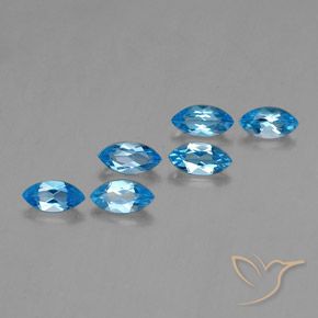 Gemme di Topazio Blu svizzero naturale da 2.87 ct, Taglio marquise, VVS-VS