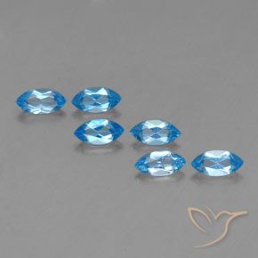 Gemme di Topazio Blu svizzero naturale da 2.89 ct, Taglio marquise, VVS-VS