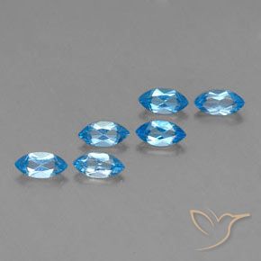 Gemme di Topazio Blu svizzero naturale da 2.89 ct, Taglio marquise, VVS-VS