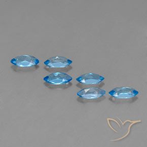 Gemme di Topazio Blu svizzero naturale da 2.89 ct, Taglio marquise, VVS-VS