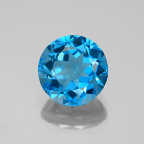Topazio naturale blu da 3,72 ct, taglio rotondo, VS