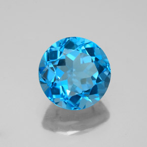 Topazio naturale blu da 3,72 ct, taglio rotondo, VS