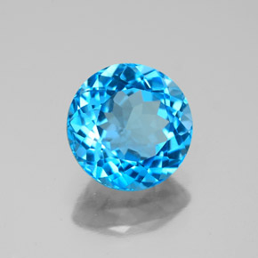 Topazio naturale blu da 3,42 ct, taglio rotondo, VS
