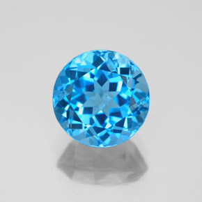 Topazio naturale blu da 3,38 ct, taglio rotondo, VVS
