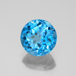 Topazio naturale blu da 3,38 ct, taglio rotondo, VVS