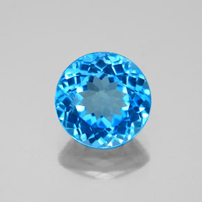 Topazio naturale blu da 3,21 ct, taglio rotondo, SI