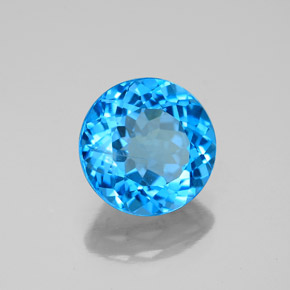 Topazio naturale blu da 3,21 ct, taglio rotondo, SI