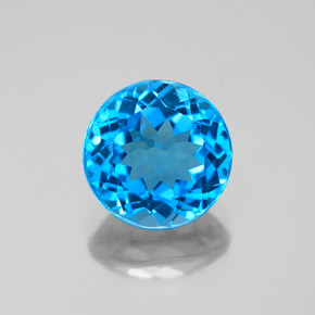Topazio naturale blu da 3,20 ct, taglio rotondo, VVS
