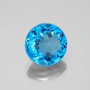 Topazio naturale blu da 3,20 ct, taglio rotondo, VVS