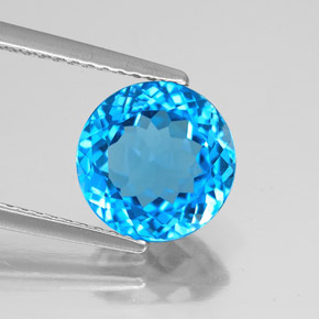 Topazio naturale blu da 3,36 ct, taglio rotondo, VS