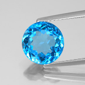 Topazio naturale blu da 3,36 ct, taglio rotondo, VS