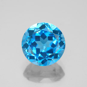 Topazio naturale blu da 3,75 ct, taglio rotondo, VVS