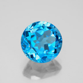 Topazio naturale blu da 3,75 ct, taglio rotondo, VVS