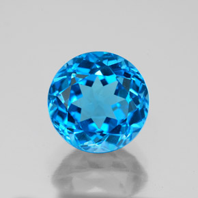Topazio naturale blu da 3,87 ct, taglio rotondo, VVS-VS