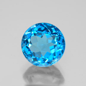 Topazio naturale blu da 3,87 ct, taglio rotondo, VVS-VS