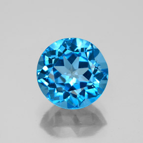Topazio naturale blu da 3,55 ct, taglio rotondo, VVS-VS