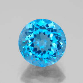 Topazio naturale blu da 3,74 ct, taglio rotondo, VVS-VS