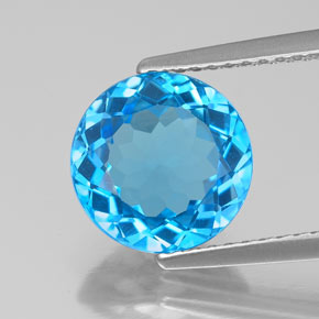 Topazio naturale blu da 3,09 ct, taglio rotondo, VS