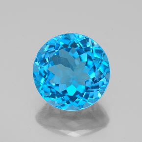 Topazio naturale blu da 3,34 ct, taglio rotondo, VVS