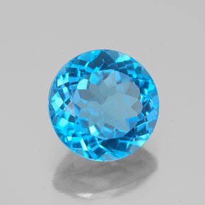 Topazio naturale blu da 3,34 ct, taglio rotondo, VVS
