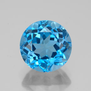 Topazio naturale blu da 3,72 ct, taglio rotondo, VVS