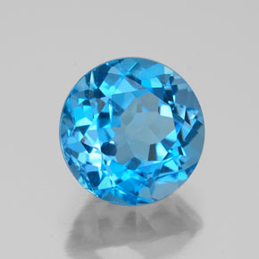 Topazio naturale blu da 3,72 ct, taglio rotondo, VVS
