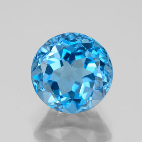 Topazio naturale blu da 3,63 ct, taglio rotondo, VVS