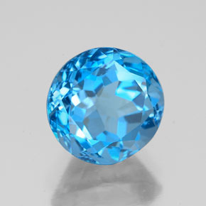 Topazio naturale blu da 3,63 ct, taglio rotondo, VVS