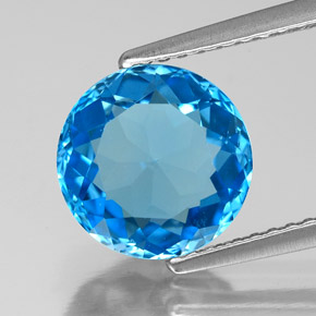 Topazio naturale blu da 3,37 ct, taglio rotondo, VVS-VS