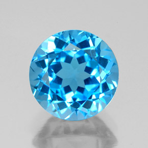 Topazio naturale blu da 3,27 ct, taglio rotondo, VVS