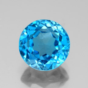Topazio naturale blu da 3,42 ct, taglio rotondo, VS-SI