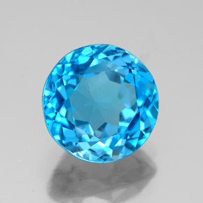Topazio naturale blu da 3,42 ct, taglio rotondo, VS-SI