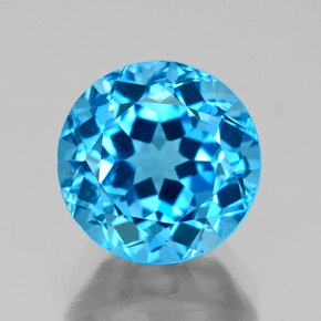 Topazio naturale blu da 3,95 ct, taglio rotondo, VS