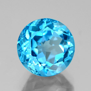 Topazio naturale blu da 3,95 ct, taglio rotondo, VS