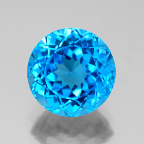 Topazio naturale blu da 3,77 ct, taglio rotondo, VS-SI