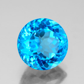 Topazio naturale blu da 3,77 ct, taglio rotondo, VS-SI