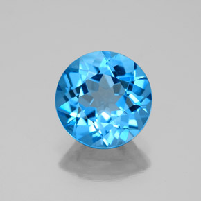 Topazio naturale blu da 2,93 ct, taglio rotondo, VVS