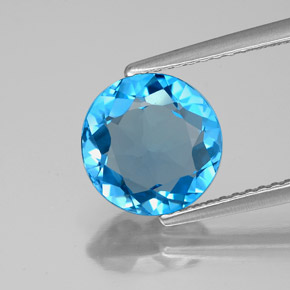 Topazio naturale blu da 2,86 ct, taglio rotondo, VVS-VS