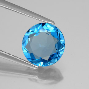 Topazio naturale blu da 2,86 ct, taglio rotondo, VVS-VS