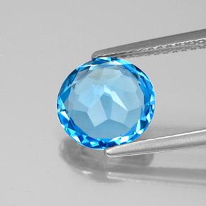 Topazio naturale blu da 2,86 ct, taglio rotondo, VVS-VS