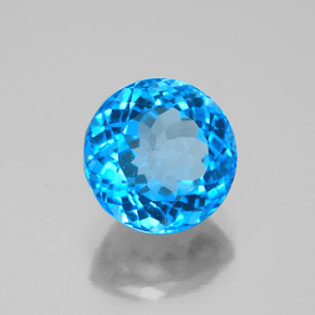 Topazio naturale blu da 3,80 ct, taglio rotondo, VS-SI